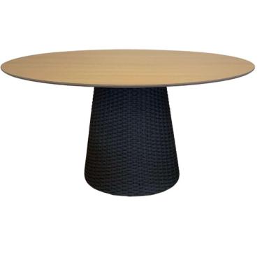 Imagem de Mesa De Jantar Cone Oval 160x90 Cm Tampo Carvalho Malva Base Corda Náutica Preta Preto