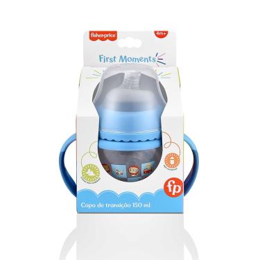 Imagem de Copo Infantil de Transição 150 ml com Bico Extra + Alça Removível-Azul Lollypop BB10 - First Mom