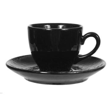Imagem de Xicara cafe c/pires ceramica 100ml 6,4X12cm preto florarte