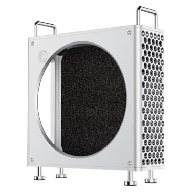 Imagem de ULANZI Capa de alumínio QT01 para Mac mini M4/M4 Pro 2024, capa de PC para jogos de fator de forma pequeno, suporte de alumínio com dissipação de calor de painel de malha, armário pequeno portátil