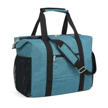 Imagem de Bolsa esportiva de viagem para mulheres e homens, bolsa de ginástica com bolso molhado, bolsa de bagagem dobrável, Azul