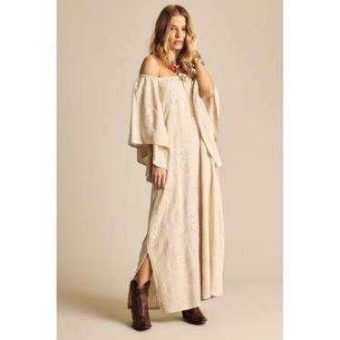 Imagem de Vestido Longo De Linho Broderie Ciganinha Bege Yacamim E22-Feminino