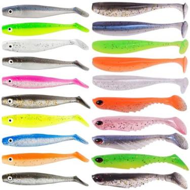Imagem de Super Kit de Pesca com 20 Iscas em Silicone Cores Variadas - SWG, Colo