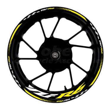 Imagem de Awonderful Kit de listras refletivas para motocicleta, adesivos de aro de roda de vinil compatíveis com Yamaha YZF R6 1998-2016 (amarelo)