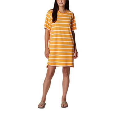 Imagem de Columbia Vestido camiseta feminino Sun Trek, listrado de manga do nascer do sol, pequeno