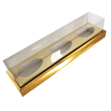 Imagem de Caixa Ovo de Colher Trio em Linha  Meio Ovo de 50g  8x26,3x5cm Ouro  5