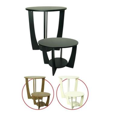 Imagem de Kit Mesa de Canto para Sala Canadá com Base Clássica Curva Preto - ARK