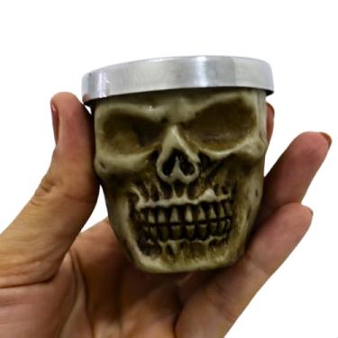 Imagem de Copo de Shot Dose aperitivo Crânio Caveira Drink em Resina Revestimento Aluminio