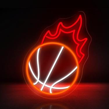 Imagem de Sinais de néon esportivos de basquete, luz néon, regulável, LED, neon para quarto, basquete, letreiro de néon para decoração de parede, quarto, homem, caverna, Natal, aniversário, fãs de basquete,