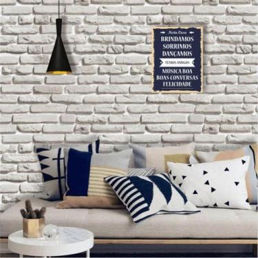 Imagem de Kit 3 Rolos Papel de Parede Tijolinho Branco Acinzentado - Inove Papéi