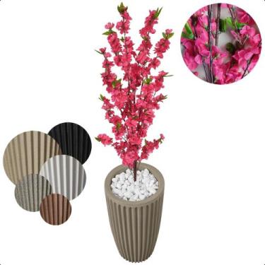 Imagem de Planta Cerejeira Pink Flor Artificial Com Vaso Decoração - Flor de Men