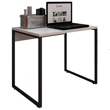Imagem de Mesa Para Escritório e Home Office Industrial Soft 90 cm F01 Branco Fosco - Lyam Decor