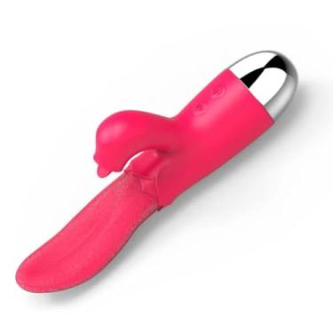 Imagem de Vibrador Ponto G Com Língua Estimuladora 30 Modos De Vibração Orgasmos Duplos Prazer Intenso [VERMELHO]