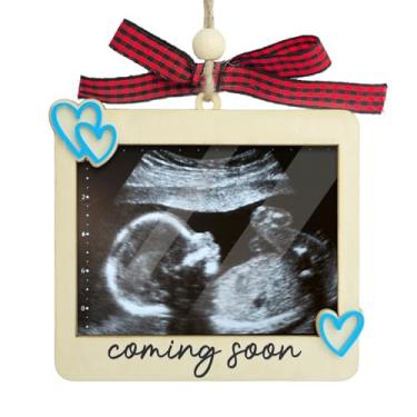 Imagem de Ornamento de moldura de ultrassom com capa de plástico - anúncio de bebê em breve para avós, marido - Ornamento de moldura de ultrassom - Presente para grávidas da mamãe