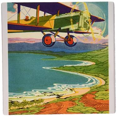 Imagem de 3dRose 20,3 x 20,3 x 0,63 cm imagem do mouse pad colorido vintage com pôster bi-avião (mp_163387_1)