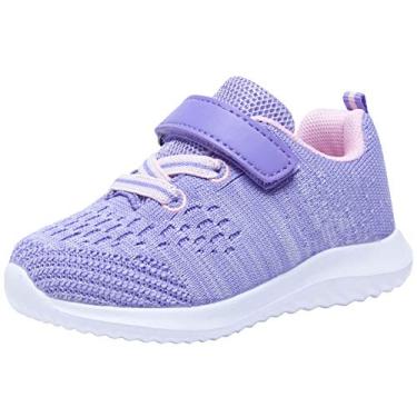 Imagem de COODO Tênis esportivo de corrida para meninos e meninas, Roxa, 9 Toddler