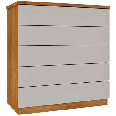 Imagem de Cômoda Premium 5 Gavetas Tcil Cor Cinamomo Off White