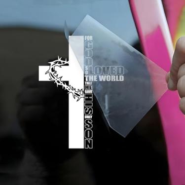 Imagem de Decalque para carro For God So Loved The World That He Gave His Only Son Bíblia Religiosa Cristã Jesus Humor Acessórios de Janela de Carro Afirmações Vinil Impermeável 15 cm Decalque de Para-choque