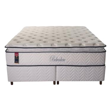 Imagem de Cama Box Queen Molas Ensacadas Com Base Sommier 198X158X74Cm Belvedere Hellen Colchões Branco