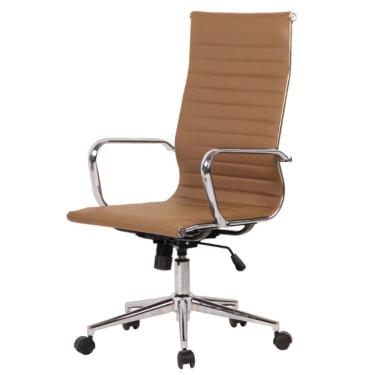 Imagem de Cadeira Giratória Alta Office Sevilha Esteirinha Rivatti Em Pu Marrom Caramelo Base Rodízio Cromado