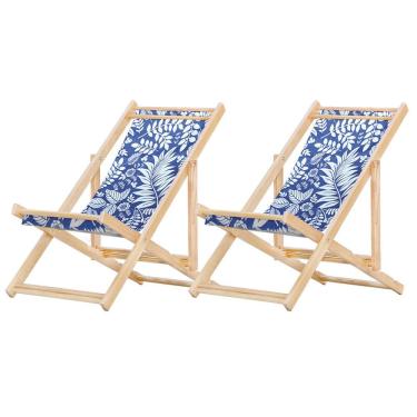 Imagem de Kit 2 Cadeira Espreguiçadeira Dobrável S-b-folhas Brancas