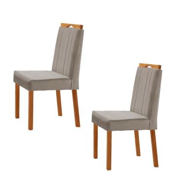 Imagem de Kit 2 Cadeiras ágata Com Puxador Móveis Minas Cor Veludo Cinza