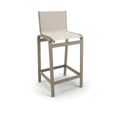 Imagem de Banqueta Alta Bancada Alumínio Fendi Tela Bege