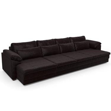 Imagem de Sofá Retrátil Para Sala De Estar 4 Lugares 339cm Riza S03 Couro Vinho - Lyam Decor