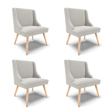 Imagem de Cadeira Sala De Jantar Pé Palito Natural Kit 4 Liz Bouclê Cinza D03 - D'rossi