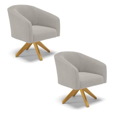 Imagem de Poltrona Decorativa Giratória Ma30 Kit 2 Stella Bouclê Cinza D03 - D'rossi