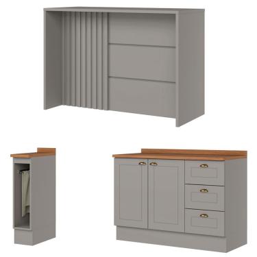 Imagem de Bancada E Balcao Gourmet 146cm Ce817 Americana Cinza Nature Henn Cinza Nature