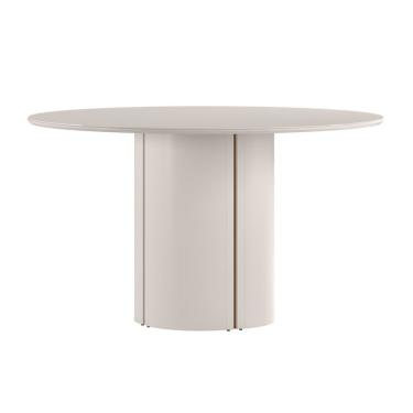 Imagem de Mesa de Jantar Redonda com Tampo de Vidro Serena Off White 135 cm