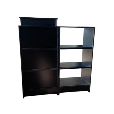 Imagem de Balcão Caixa + vitrin Expositor Atendimento Lojas E Comércios 100% Mdf Preto - Suprema Móveis