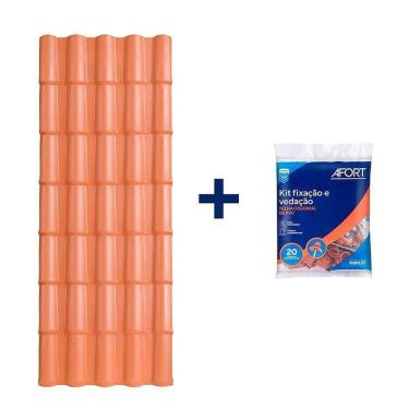 Imagem de Kit com 5 Telhas de Pvc Colonial 2,62 X 0,86 X 2.0 Mm 5 Ondas com 3 Kit Fixação e Vedação afort Marrom