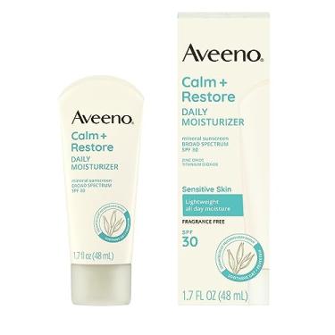 Imagem de Aveeno Calm + Restore Hidratante Diário Protetor Solar Mineral Com Amplo Espectro Fps 30, Hidratação Leve O Dia Todo, Proteção Uva/Uvb Para Pele Sensível, Sem Fragrância, 50 Ml
