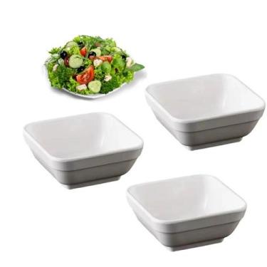 Imagem de Kit 3 Peças Saladeira de Melamina Branca 20cm - Frigopro