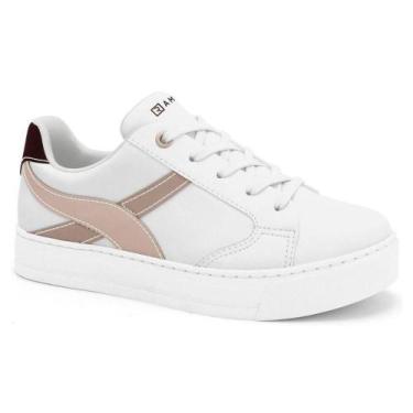 Imagem de Tênis flatform ramarim feminino 2593122, Branco, Nude, Bordô, 37
