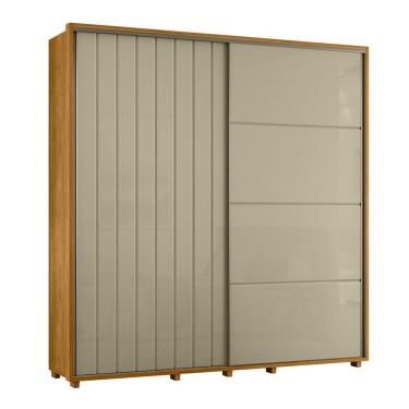Imagem de Guarda-roupa Casal Monet Ripado 2 Portas De Correr 4 Gavetas - 7 Decor Cumaru E Opala
