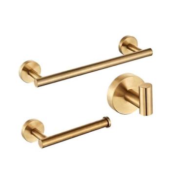 Imagem de Conjunto de banheiro preto dourado - Suporte para toalhas de aço inoxidável - Kit de ferragens com 5 peças, GP, conjunto