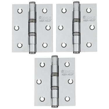 Imagem de Dobradiça Para Porta Silvana 4 Com Rolamento 891 Embutir 35kg Inox Cromada Com 3 Peças