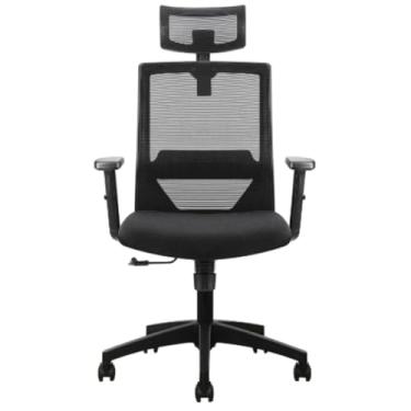 Imagem de Cadeira Giratória Nr-17 Presidente c/Braços Chicago Rivatti Tela Mesh Preta Base Rodizio Nylon