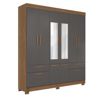 Imagem de Guarda-roupa 8 Portas 4 Gavetas com Espelho Mdp Curitiba - Santos Andi