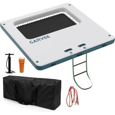 Imagem de GarveeLife Rede de água inflável de malha de doca flutuante, anel flutuante Sunchill de 3 m, boia de rio resistente, jangada de lago para bronzeamento, piscina, boia, ilha, plataforma, tapete de festa
