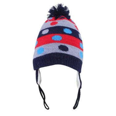 Imagem de Touca Gorro Infantil Azul Marinho Bolinhas Coloridas Tamanho Único