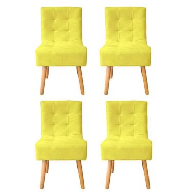 Imagem de Kit 4 Cadeiras Poltrona Sala de Jantar Penteadeira Reforçada Decorativa Liz Suede