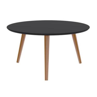 Imagem de Mesa Lateral Coimbra Preta Base Clara 70cm - 50510 - Sun House