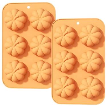 Imagem de Moldes de bolo de mousse de abóbora, 2 peças de moldes de silicone de outono 3D para o Dia das Bruxas Ação de Graças, 27 x 17 x 3,5 cm, laranja