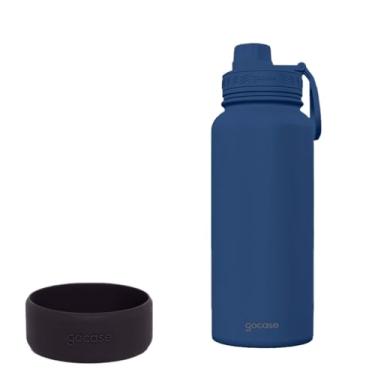 Imagem de Gocase Kit de Garrafa Térmica Para Água Fresh 950ml + Base de Silicone (Azul & Preto)