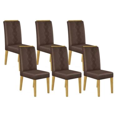 Imagem de Kit com 06 Cadeiras Yasmin Cedro Veludo Moca DJ Móveis