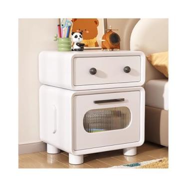 Imagem de Mesa De Cabeceira Estreita Com Couro Totalmente Revestido, Moderna De Madeira Para Sofá De Quarto, Dormitório, Espaços Pequenos(White,19x15x19")